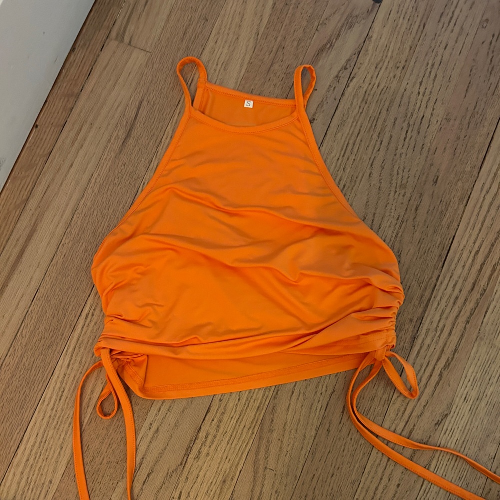 orange crop top string tie